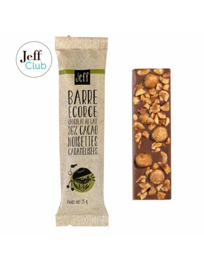 BARRE ÉCORCE CHOCOLAT AU LAIT ET NOISETTES - 25 g