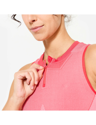 Débardeur crop seamless femme, rouge et rose