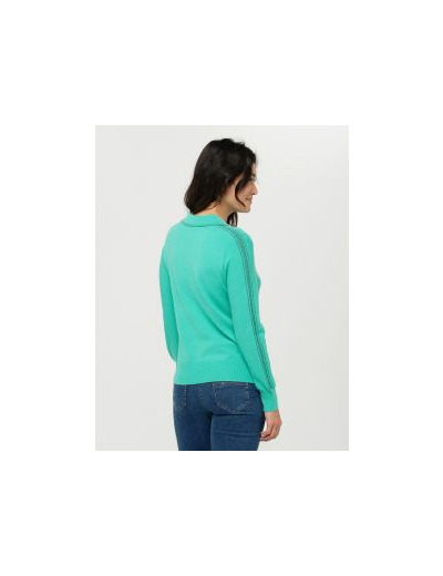 Pull vert menthe col polo