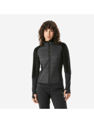 Polaire de randonnée hybride chaude homme, MH900 Mountain noir