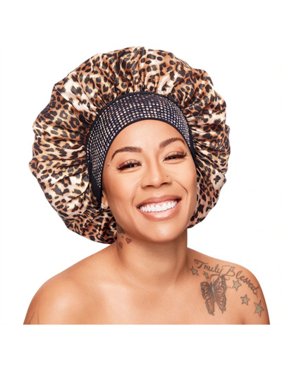 DIAMOND BLING BONNET X-LARGE LEOPARD RED