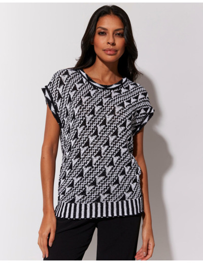 Pull fin jacquard NOIR Femme