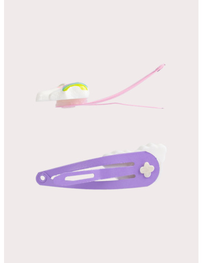 Lot de 4 barrettes licornes et arc-en-ciel pour fille