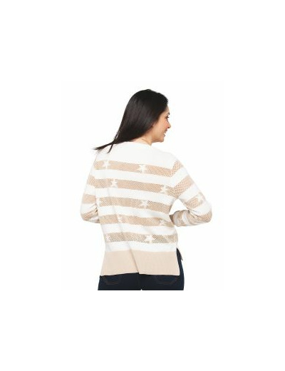 Pull rayé beige écru