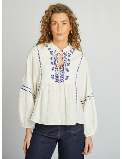 Blouse en gaze de coton - blanc