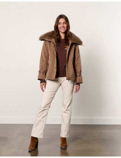 Parka courte unie TAUPE Femme