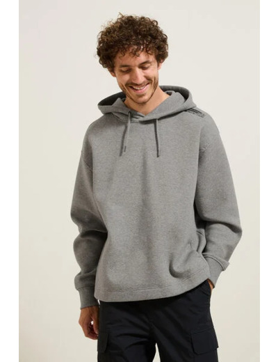 Sweat à capuche oversize bas droit - gris