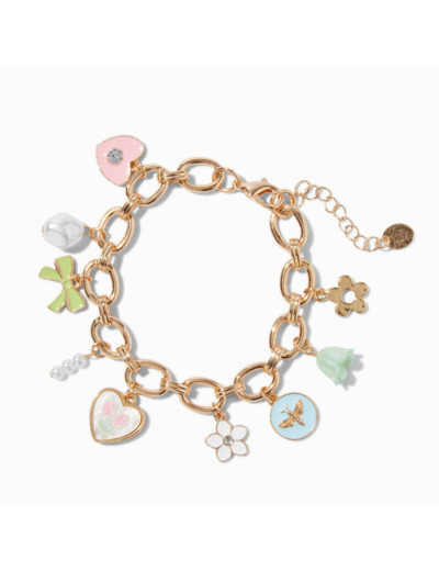 Bracelet à breloques printemps couleur dorée