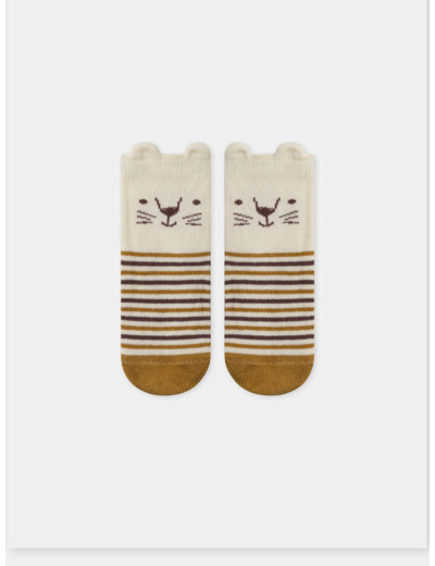 Chaussettes rayées avec visage de lion