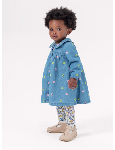 Robe en denim brodé pour bébé fille