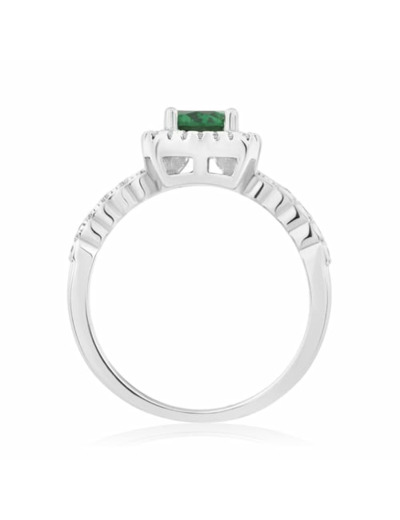 Bague CLEOR en Argent 925/1000 Blanc et Oxyde Vert