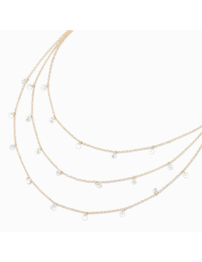 Collier multi-rangs confetti en zircon cubique couleur dorée