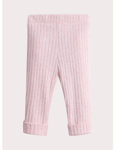 Legging rose chinée en côte pour bébé fille