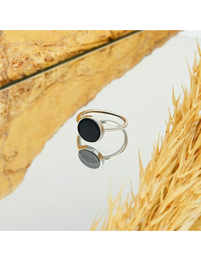 Bague CLEOR en Argent 925/1000 et Verre Noir