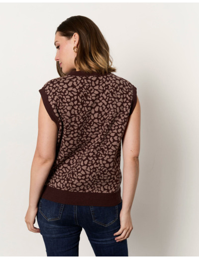 Pull fin à motifs MARRON Femme