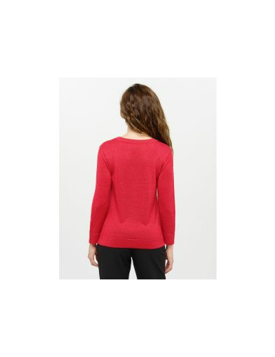 Pull rouge col rond irisé