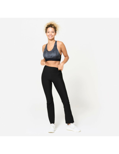 Legging de fitness bas droit femme, noir