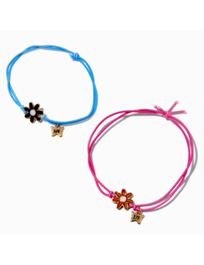 Bracelets réglables à fleurs d'humeur best friends - Lot de 2