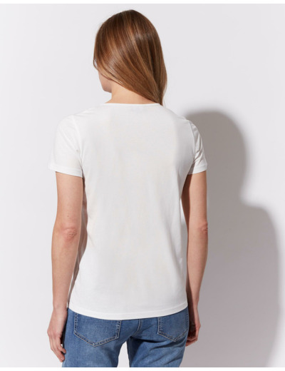 T-Shirt manches courtes 100% coton uni décoré BLANC Femme