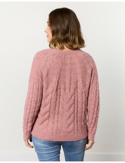 Pull épais contenant de la laine uni ROSE Femme