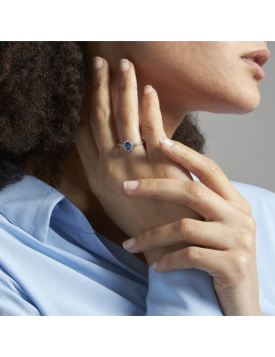 Bague CLEOR en Argent 925/1000, Verre Bleu et Oxyde