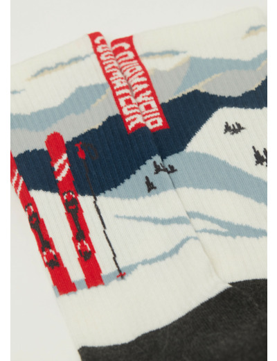 Chaussettes en cachemire à motif montagnes