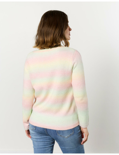 Pull épais contenant de la laine coloris dégradés ROSE Femme