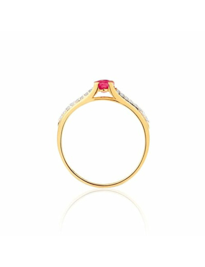 Bague CLEOR en Or 375/1000 Jaune et Rubis Rouge