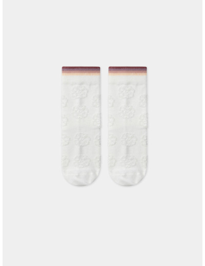 Chaussettes écrues jacquard fleur uni