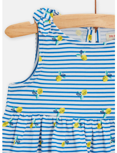 Robe rayée à imprimé citron pour bébé fille