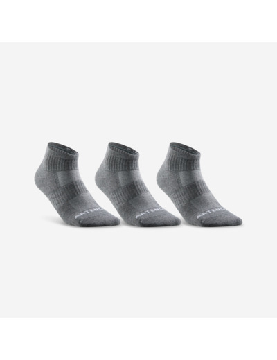 CHAUSSETTES DE TENNIS MI-HAUTES DECATHLON RS 500 GRIS LOT DE 3