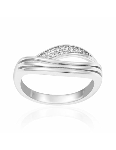 Bague CLEOR en Argent 925/1000 Blanc et Oxyde Blanc