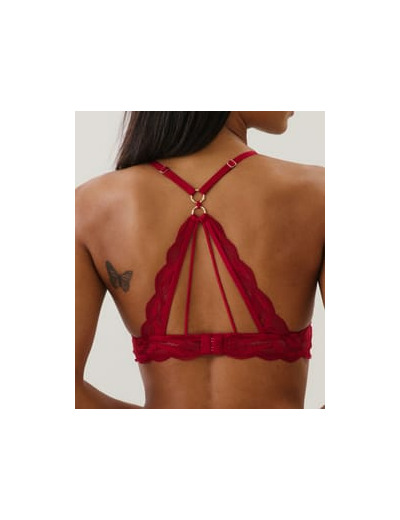 Soutien-gorge triangle push-up en dentelle rouge