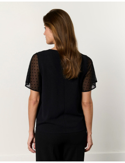 Blouse manches courtes unie NOIR Femme