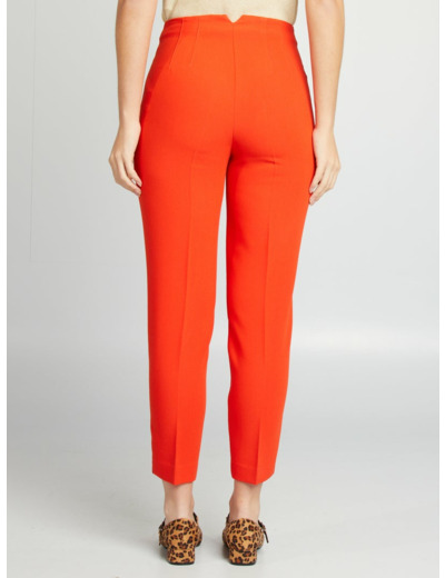 Pantalon droit taille haute - rouge