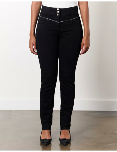 Pantalon 7/8 slim uni NOIR Femme