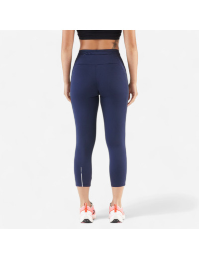 Legging court de running respirant Femme - KIPRUN Run 500 Confort bleu marine