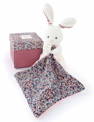 Boh'Aime - Peluche Lapin Rose Pantin Avec Doudou