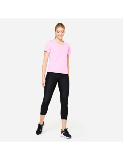 Legging de fitness court cardio femme, noir fumé