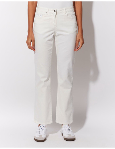 Pantalon 7/8 droit uni BLANC Femme