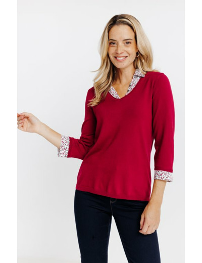 Pull 2-En-1 Col Chemise