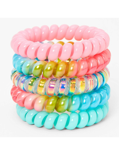 Bracelets torsadés holographiques arc-en-ciel pastel Claire's Club - Lot de 5