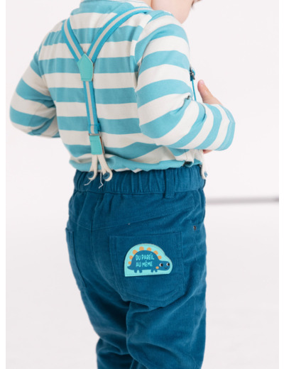 Pantalon turquoise foncé à bretelles pour bébé garçon