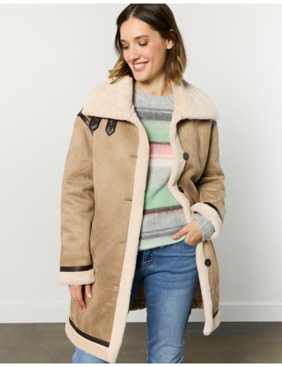 Manteau long uni TAUPE Femme