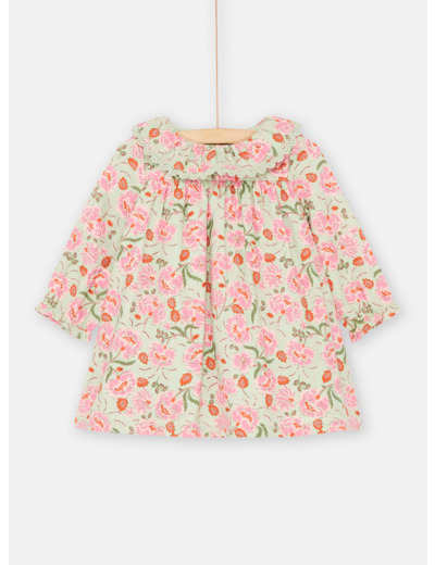 Robe en twill avec un motif fleurs bébé fille