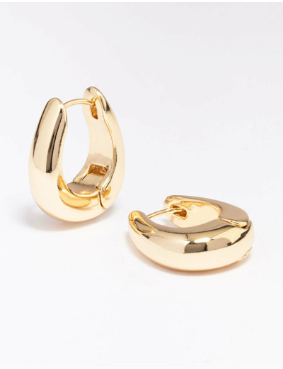 Gold Plated Large Bold Oval Hoop Earrings