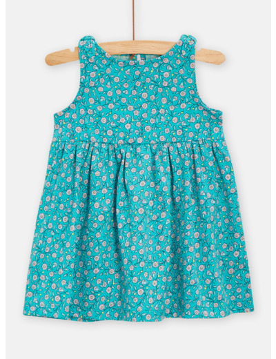 Robe fleurie bleu turquoise pour bébé fille