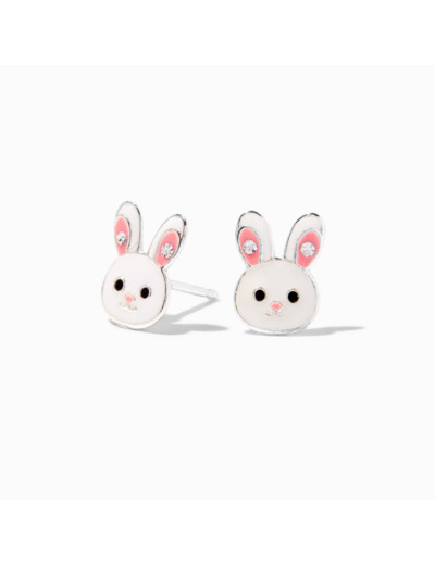 Clous d'oreilles en argent lapin émaillés