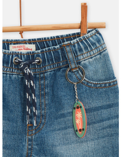 Bermuda en denim avec porte-clefs skate pour garçon