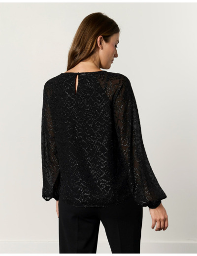 Blouse manches longues unie NOIR Femme